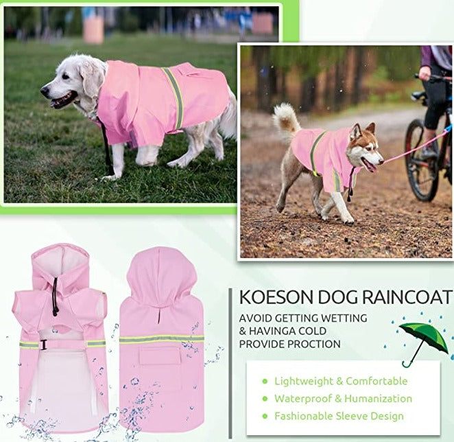 Fashionable Dog Raincoat - Lightweight Adjustable Reflective