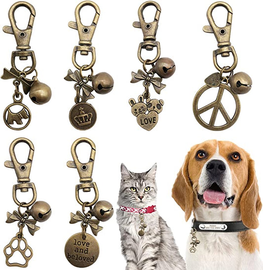 Bronze Pet Collar Charms with Bells