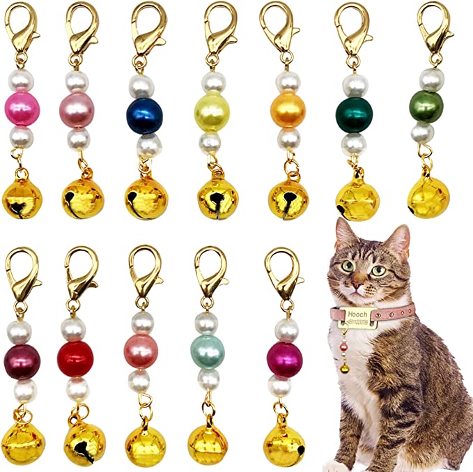 Gold Bell Pearl Pet Collar Charms