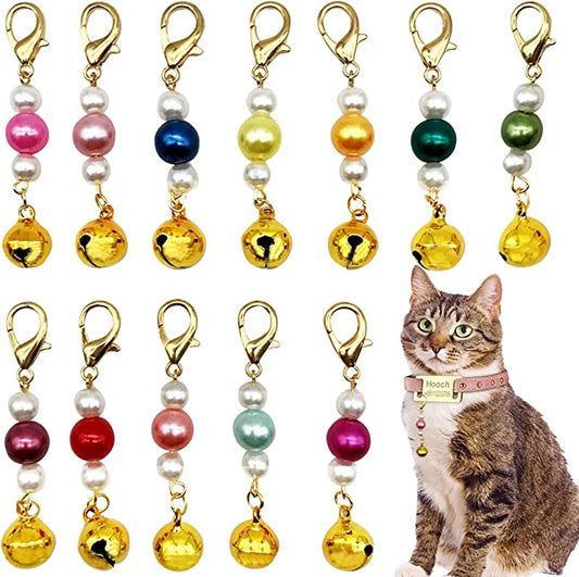 Gold Bell Pearl Pet Collar Charms