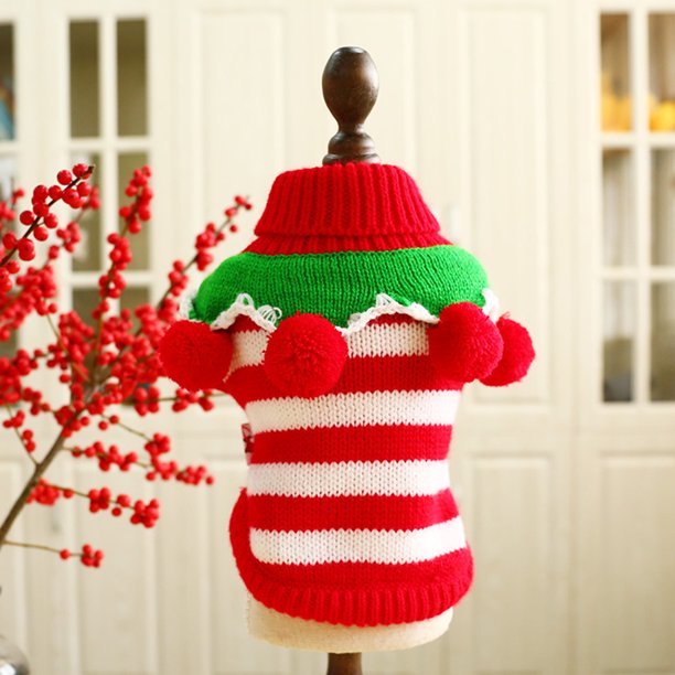 Cute Pet Puppy Christmas Sweater Stripe Design