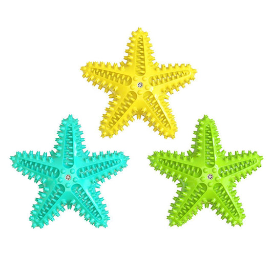 Starfish Teeth Cleaning Squeaky Dog Chew Toy
