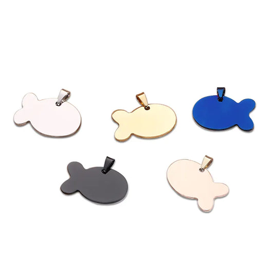 Fish Shaped Metal Stainless Steel Customizable ID Tag