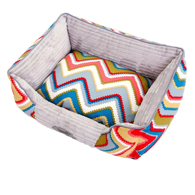 Stylish Geometric Print Anti-Slip Dog Bed