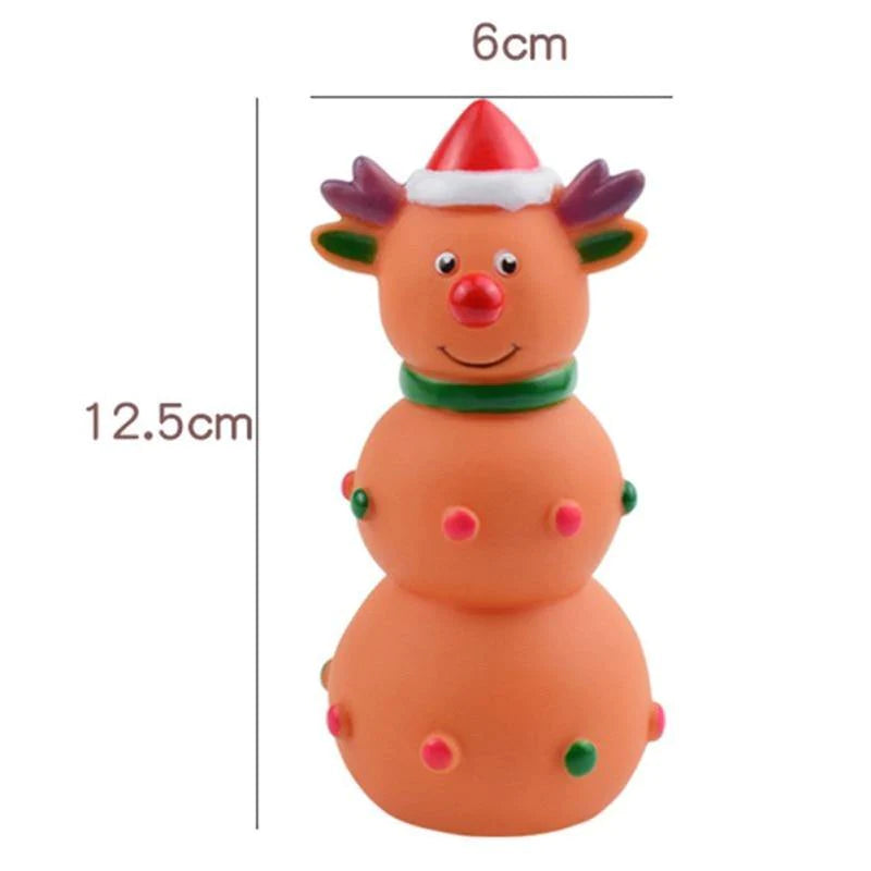 Christmas Dog Squeaky Rubber Play Toy