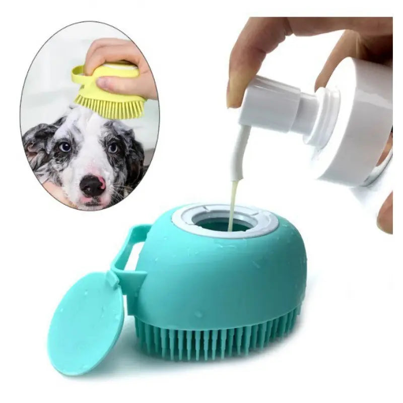 Pet  Massage Shampoo Dispenser Bath Brush