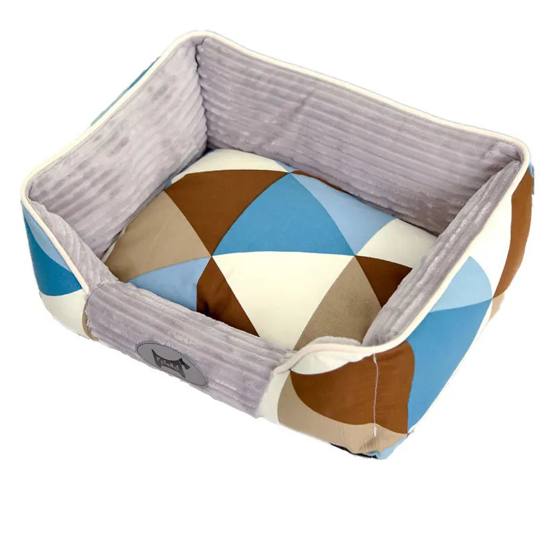 Stylish Geometric Print Anti-Slip Dog Bed