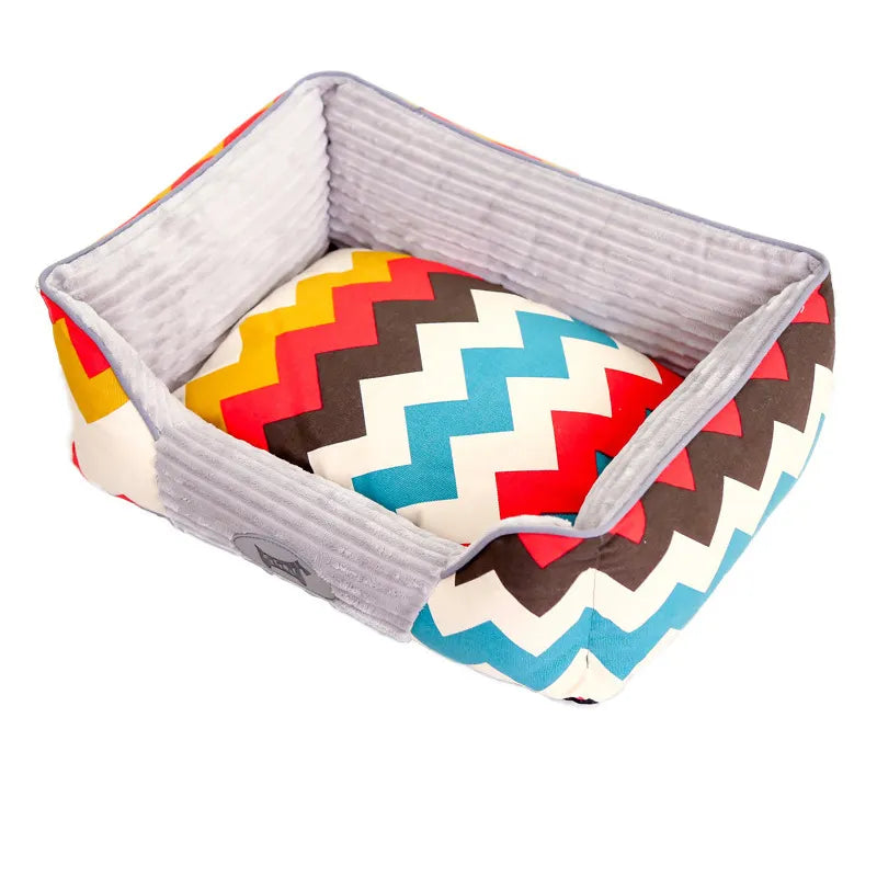 Stylish Geometric Print Anti-Slip Dog Bed