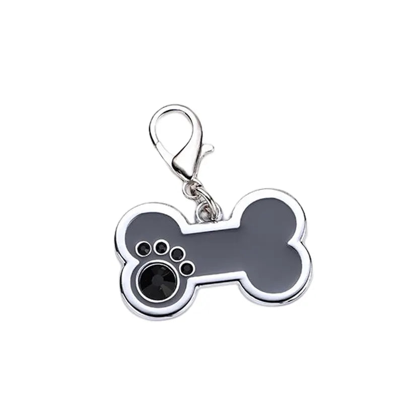 Rhinestone Bone Shaped Alloy Customizable ID Tag