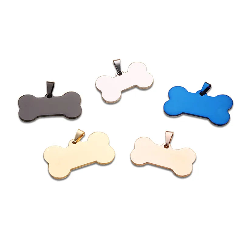 Bone Shaped Metal Stainless Steel Customizable ID Tag