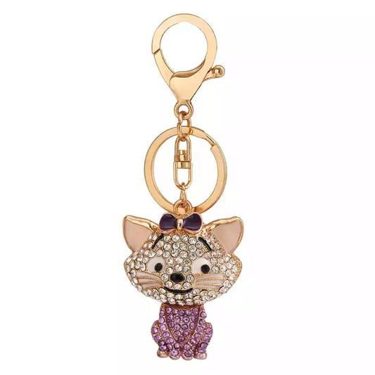 Diamond Pendant Cat Keychain