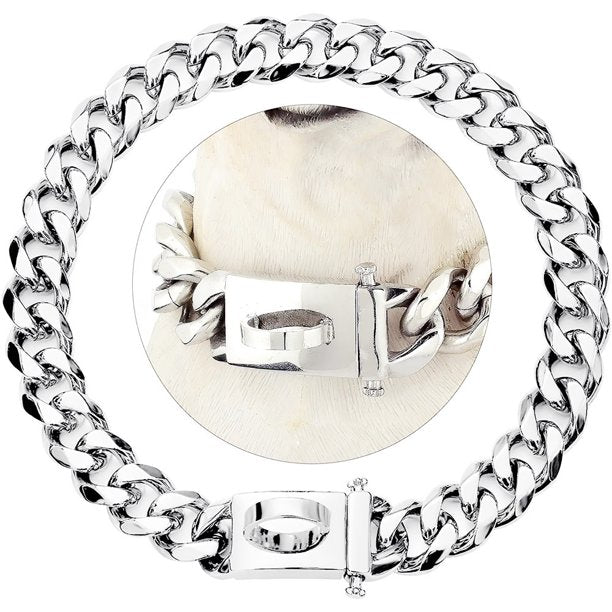 Silver Dog Chain Collar