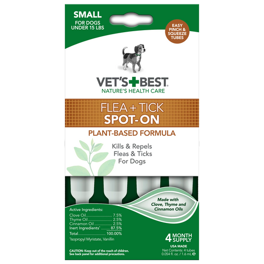 Vet's Best Flea and Tick Spot-on Drops Topical Treatment for Dogs, USA Made