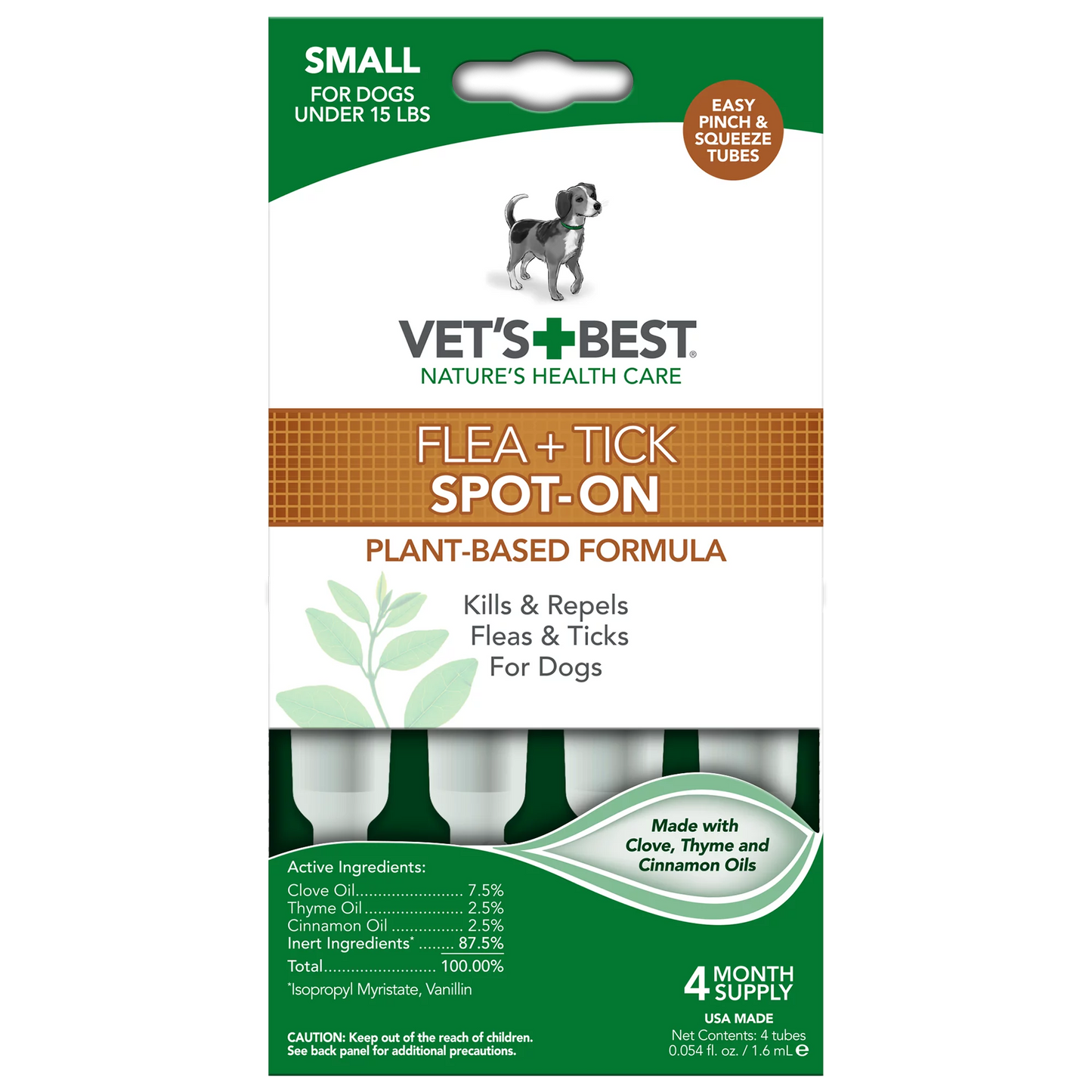 Vet's Best Flea and Tick Spot-on Drops Topical Treatment for Dogs, USA Made