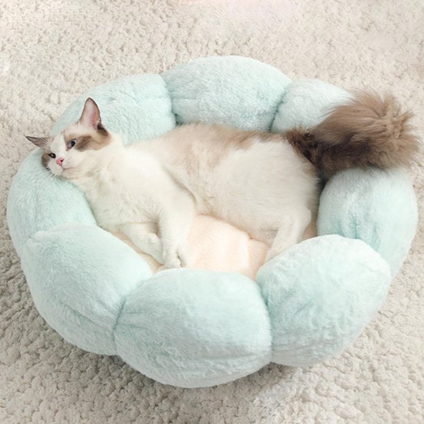 Soft Plush Flower Cushion Pet Bed